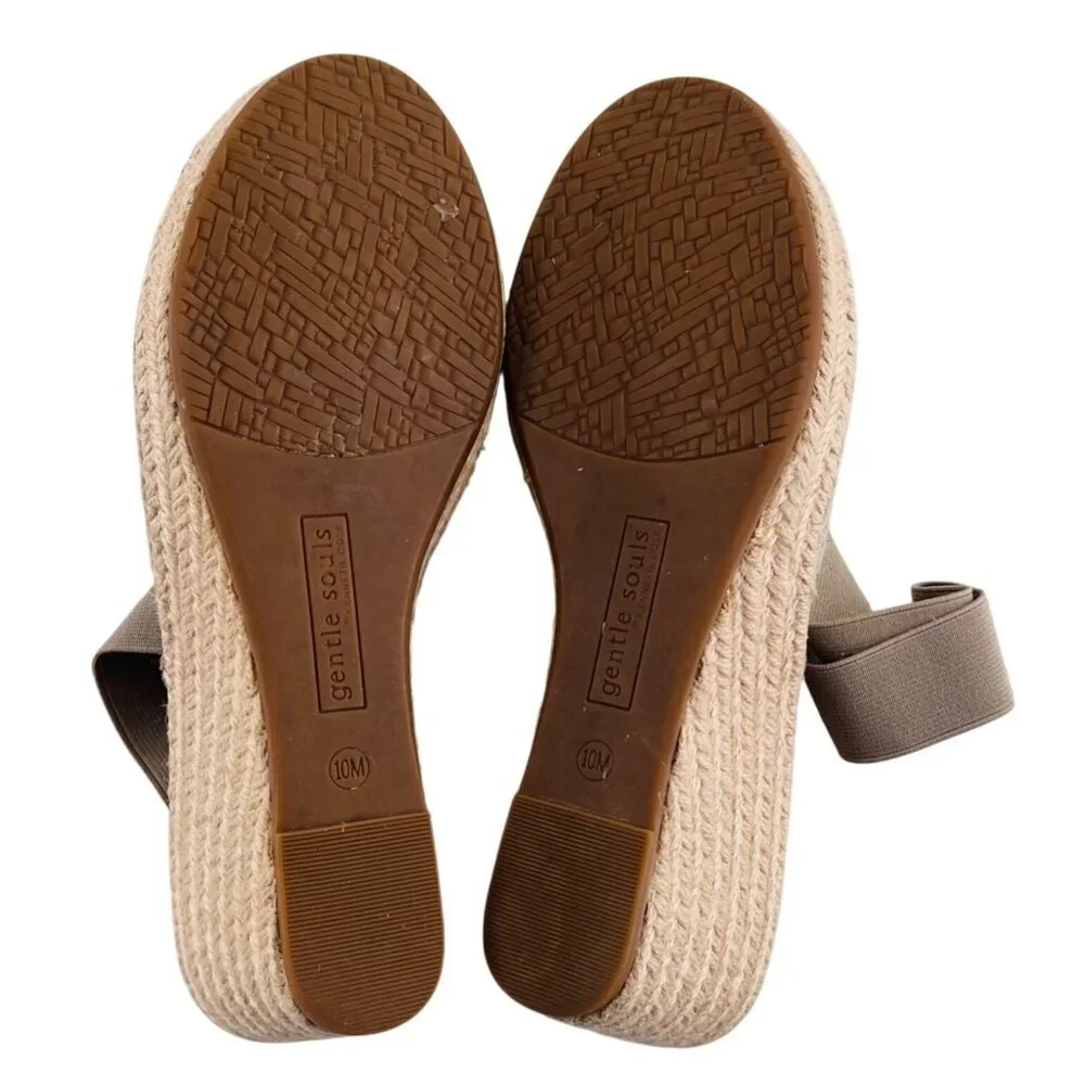 Gentle Souls By Kenneth Cole Colleen Leather Wedge Sandals With Elastic Strap Si